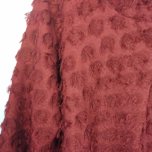 Dennis Basso Jacquard Topper Wine Red-Snap Closure Size Large Eyelash Design - Picture 7 of 12